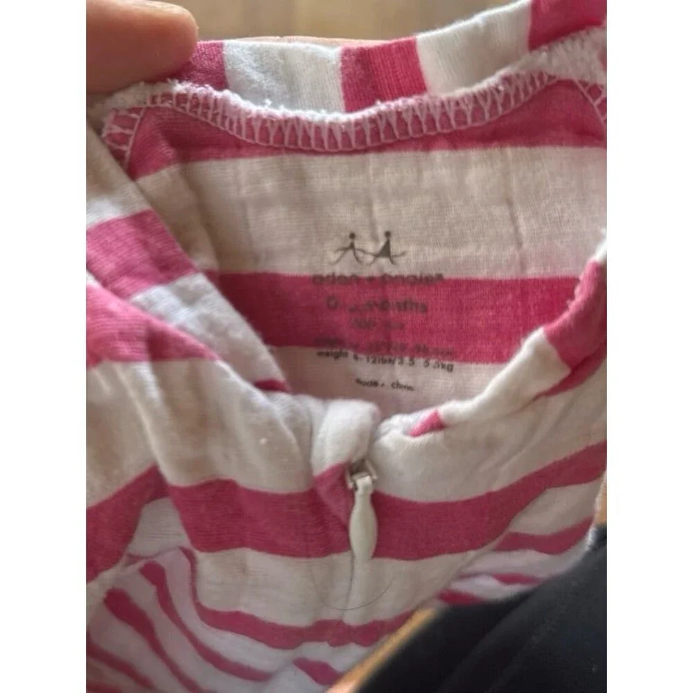 ADEN + ANAISE cotton Baby girl pink and white striped footie pajamas